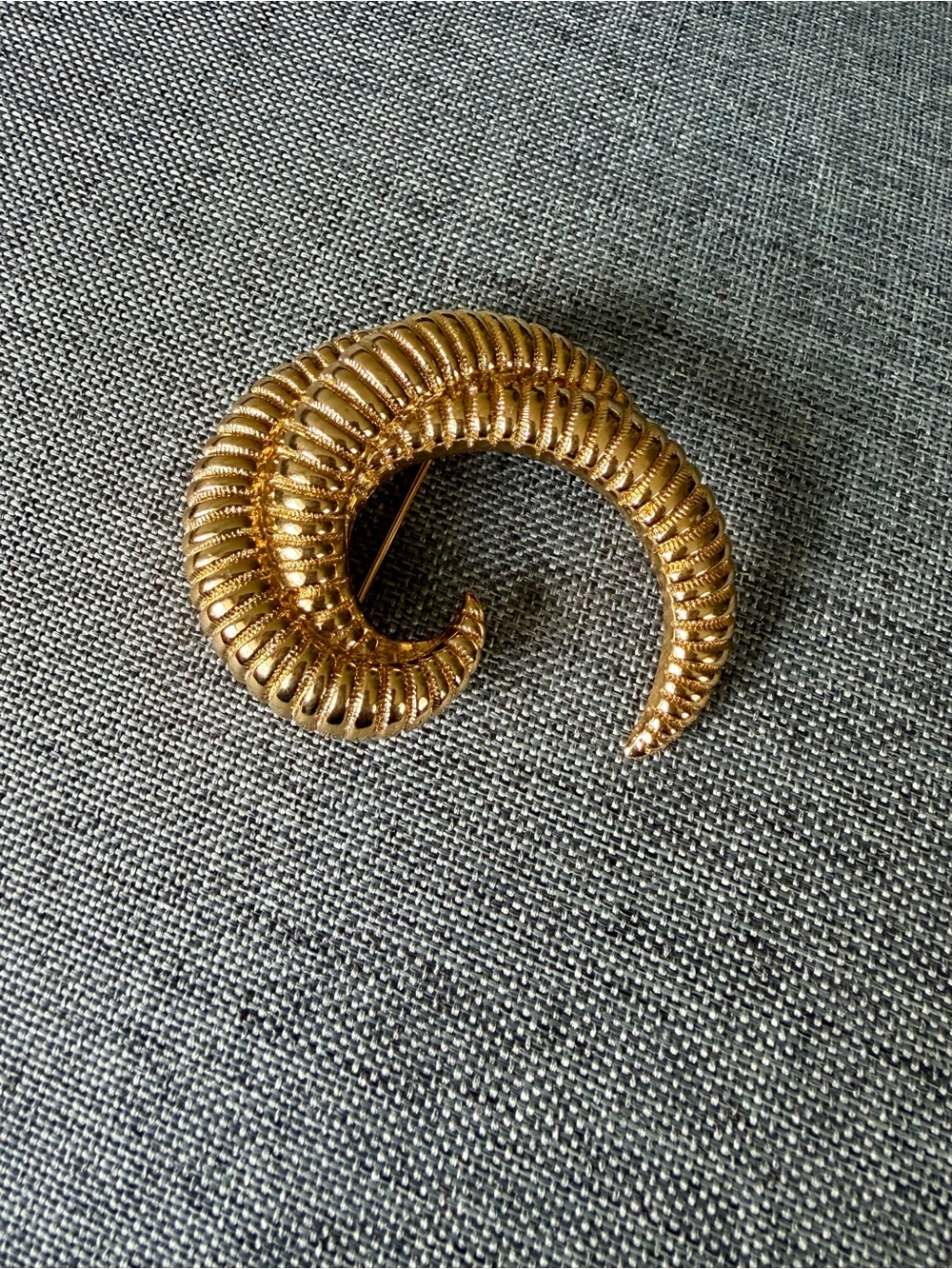 Monet vintage Gold Textured Spiral Brooch - Women Jewelry